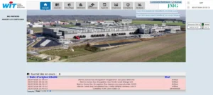 Interface de supervision GTB WIT affichant le synoptique du site et le journal des alarmes